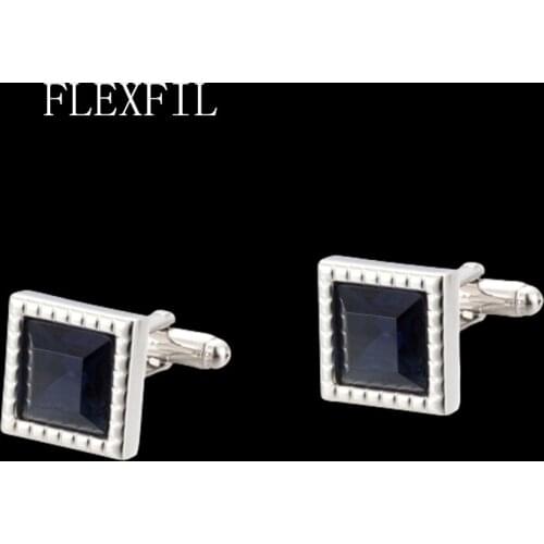 FLEXFIL shirt cufflinks mens cuff buttons cuff links gemelos High Quality Crystal purple square wedding abotoaduras Jewelry