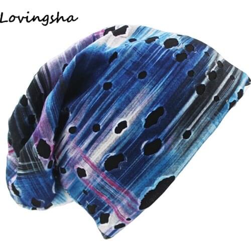 LOVINGSHA Brand Autumn Winter Hats For Women Holes Design Hip-hop Ladies hat Skullies And Beanies Men Hat Unisex HT020