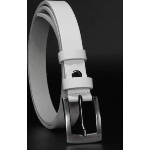 Genuine Leather Woman White Belt 3 cm genuine Buffalo
