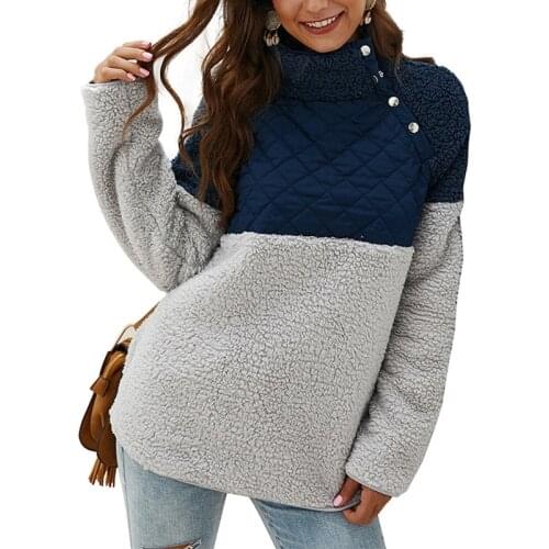 Sweater Women Cвитер женский Womens Warm Long Sleeves Button Geometric Pattern Fleece Pullover