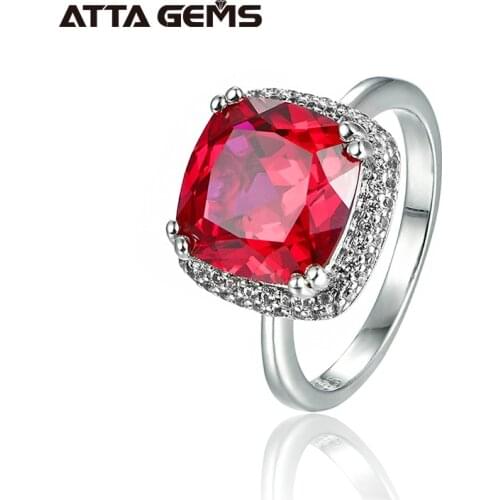 Ruby 925 Sterling Silver Ring 5.85 Carats Created Red Ruby For Women Wedding Party Ring Women Fashion Ruby Silver Ring
