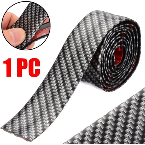 1 Roll 1M*3cm Carbon Fiber Rubber Soft Black Bumper Strip DIY Door Sill Protector Edge Guard Car Stickers Car Styling