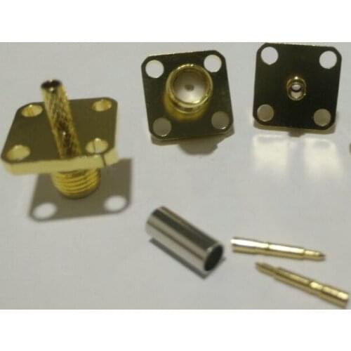 40PCS RP-SMA Female (Male Pin) Panel Mount 4 Holes RF Connector For RG316 RG174 cable