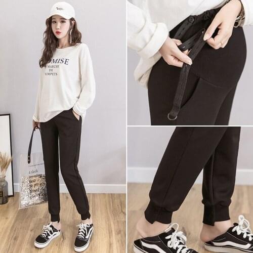 2020 Pregnant Womens Pants Spring and Autumn Fashion Sports Pants Tide Mom Leggings Autumn Outer Wear Trousers Thin Section