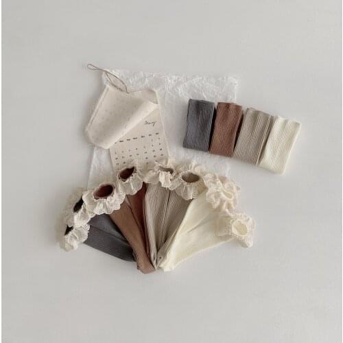 2021 Fashion 4pair/lot New Baby Girls Socks Long Ribbed Solid Socks Kids Knee Length Soft Cotton Kids Baby Socks 1-6Y