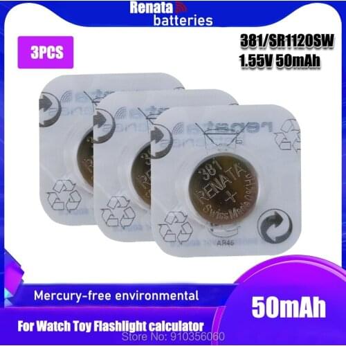 3PCS renata 381 100% Original Swiss Silver Oxide Watch Battery 381 SR1120SW SR1120 1120 1.55V Button Coin Cell Batteries