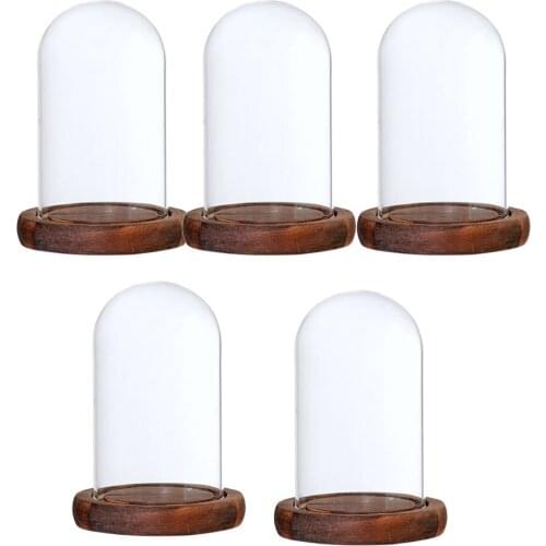 5Pcs 7x12cm Clear Glass Cover Landscape Vase Terrarium Container Flower Holder Dome for Xmas Wedding Home Decoration Brown