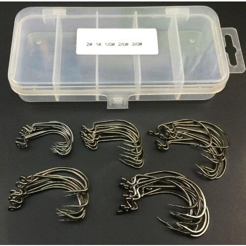 50Pcs 2#1#1/0#2/0#3/0# Lure Carp Sea Fishing Hooks with Box Tackle Accessories