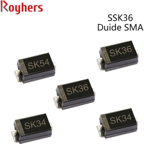 50Pcs SMD Schottky Diode SK36 SK54 SK310 SK34 2A 20V 30V 40V 50V 60V 80V 100V SMA DO-214AC