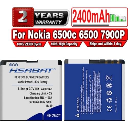 HSABAT BL-6P 2400mAh Battery For Nokia 6500c 6500 7900P 7900