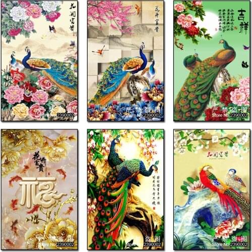 5D DIY Diamond Paiting Animal Full Rhinestone Drill Paintings 3D Cross Stitch Kits Room Decor Peacock Diamond Mosaic Embroidery