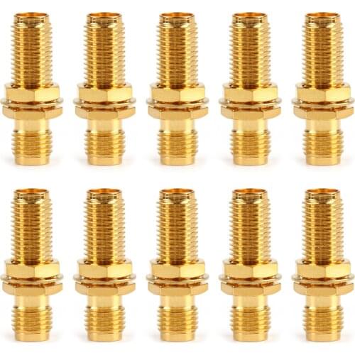 Areyourshop 10x SMA Female to SMA Female Bulkhead Straight RF Coaxial Adapter Connector