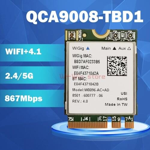 Atheros QCA9008-TBD1 Wireless AC+AD Bluetooth 4.1 WIFI Module 2.4G/5G Dual Band WIFI Card 867Mbps