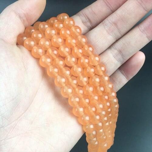 Natural Round Orange Jades Beads Smooth Loose Beads For Jewelry Making DIY Bracelets Necklace Accessories 15'' 4/6/8/10/12mm