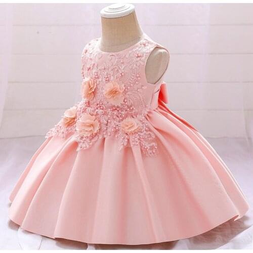 Baby One-Year-Old Dress Beaded Embroidery Baby Christmas Party Wedding Dress Princess Dress Birthday Party Full Moon Costume