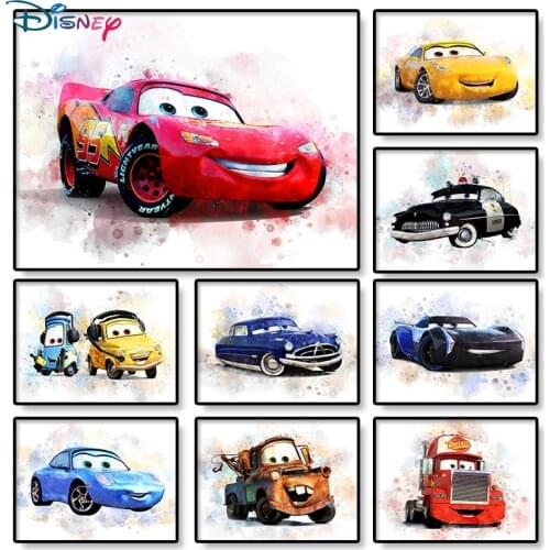 Disney Cars Lightning McQueen and Mater Prints Watercolor Art Poster Canvas Painting Boys Room Birthday Gift Home Decor Cudros
