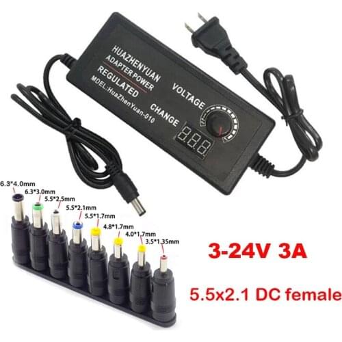 AC DC Power Supply 100V 240V to 3V-24V 3A 72W 8 Tips Plug Connect Universal Adjustable Adapter Multi Voltage Switching Charger