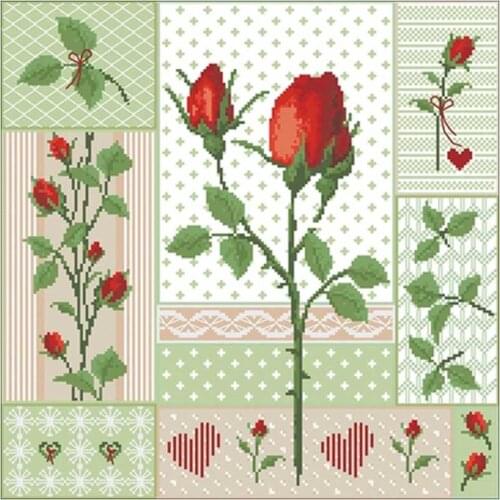 Red rose lace patterns Counted Cross Stitch 11CT 14CT 18CT DIY Chinese Cross Stitch Kits Embroidery Needlework Sets home decor