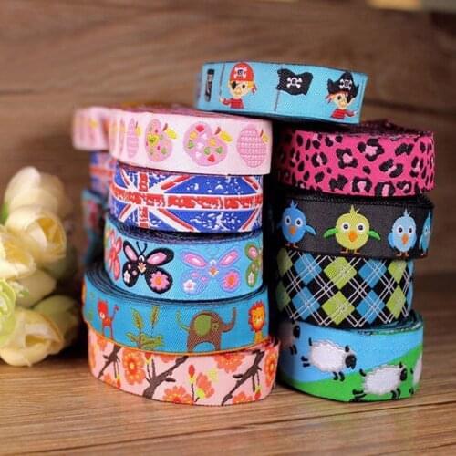 2016 New16mm Flowers Cartoon Animal 100% Polyester Jacquard Ribbon DIY Pet Collar Decorated With Childrens Clothing Accessories