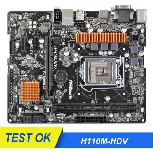 For ASRock H110M-HDV Desktop 1151 Motherboard H110 Socket LGA1151 DDR4 SATA3 USB3.0 32GB Desktop DVI Used Mainboard Original