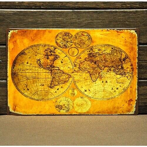 [ Mike86 ] Retro World Map Metal signs House Restaurant Bar Metal Painting B-10 Mix Order 20*30 CM