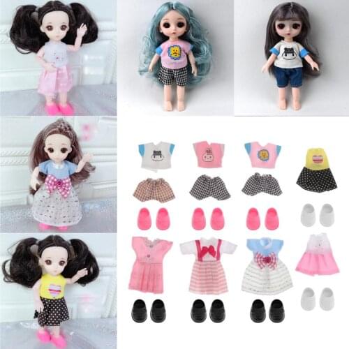 Fashion 16cm 1/12 Girl Doll Clothes Shoes Doll Casual Garments Girls Toys