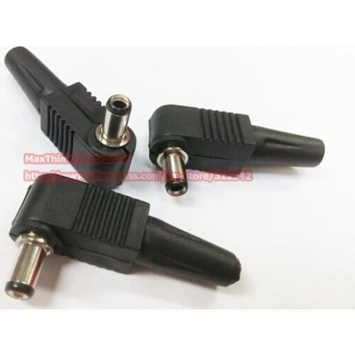 NCHTEK Cuprum DC Power Male Plug 5.5x2.5mm Right Angle Connector Adapter Plastic Handle, Black Head , 10pcs , Free shipping