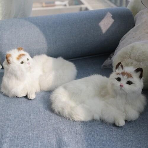 2020 New Simulation Cat Doll Leather Fur Handmade Cute Cat Childrens Gifts Home Decoration Outdoor Wedding Decoration