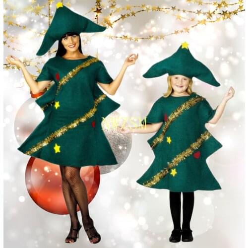 Womens Short Sleeve Cosplay Adult Novelty Dress Elf Costume Party With Hat Fancy Kids Perfomance Christmas Tree Outfit cosplay