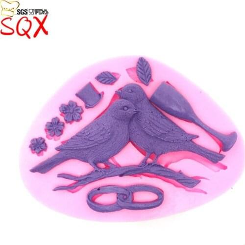 One pair of Oriole Bird Shape Silicone Mold Cake Tool Fondant Cake Decorating Clay DIY Tool Factory Direct Sale SQ16122