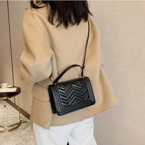 Solid Lattice Leather Bag Womens Handbags New Crossbody Bags Small Flap Clutch PU Purse and Bag Females Shoulder Bag-tote Girls