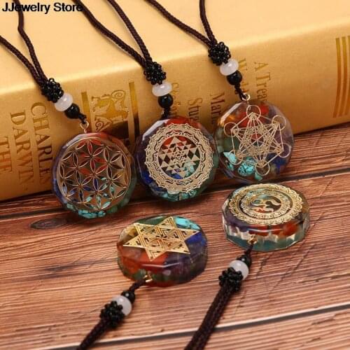 Orgonite Pendant Om Symbol Necklace Chakra Healing Energy Necklace Meditation Jewelry Handmade Professional