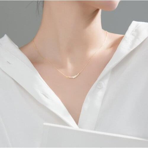 Simple Silver Pendant Necklaces 925 Sterling Silver Chain Necklaces with Cubic Zirconia