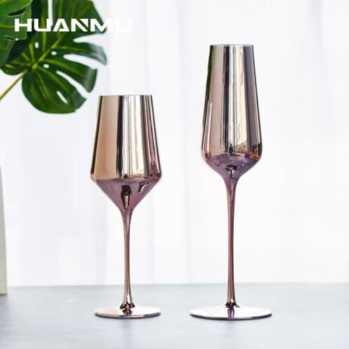 Couple Rose Gold Red Wine Glass Creative Luxury Goblet Electroplating Family Crystal Wine Glass For Hotel Bar Club Restaurant