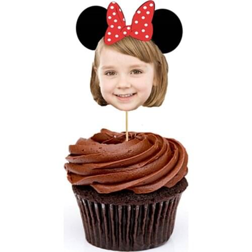 Personalize face cute Mouse birthday party Cupcake Toppers, custom kids photo Cupcake Toppers, Birthday Cupcake Toppers