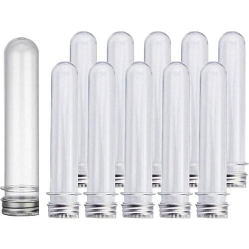 50x 40Ml Plastic Test Tube with Screw Cap Bottle Aluminum Cap & 10x Test Tubes Transparent Storage Tubes with Lid 100Ml
