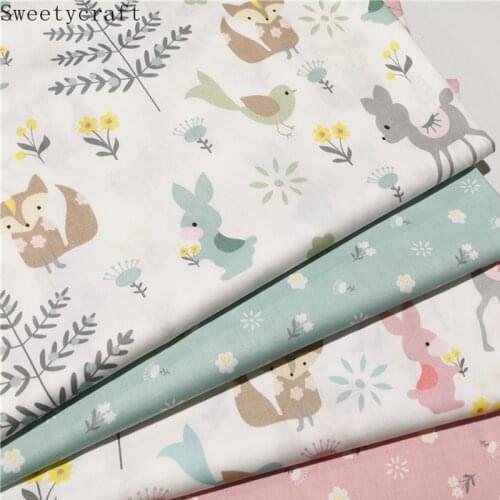 White Blue Pink Flower Printed Twill 100% Cotton Fabric,Patchwork Cloth,Sewing Quilting Fat Quarters Material For Baby&Child