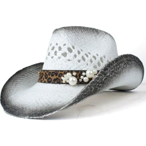 100% Straw Women Western Cowboy Hat Roll Up Brim Hat Outdoor Sombrero Hombre Cowgirl Hat