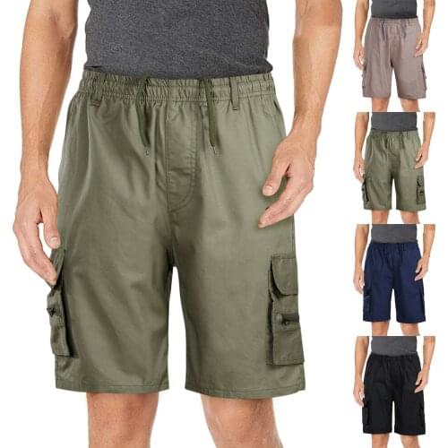 Men Classic Tactical Shorts Multi-pocket Drawstring Short Pants Outdoor Hunting Fishing Military Cargo Shorts