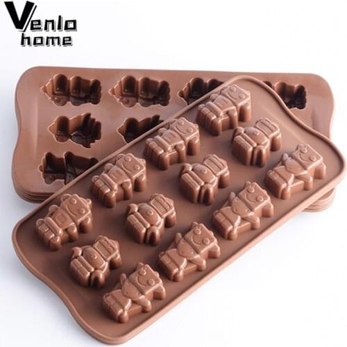 Silicone Mold 12 Even Chocolate Mold Robot Shape Fondant Molds DIY Candy Bar Mould Cake Decoration Tools Pastry Baking Accessori