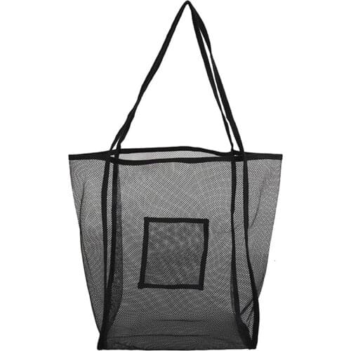 Foldable Storage Shell Bag Beach Toys Storage Portable Women Beach Mesh Large Capacity Shoulder Bag Waterproof Mesh Tote