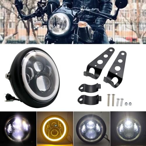 7.5 inch H4 H13 Led Motorcycle Headlight for Harley with Halo Angel Eye DRL Lights For Honda Kawasaki Yamaha Suzuki