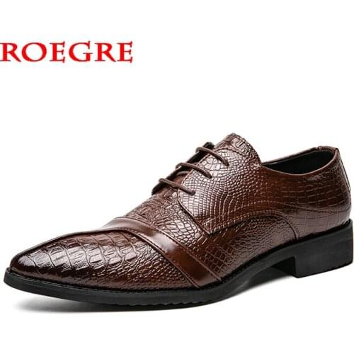 Crocodile Shoes Men Formal ltalian Luxury Brand Men Wedding Shoes Dress Designer Shoes Man Classic Fashion Office Shoes Big Size