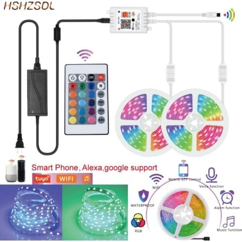 Tuya Smart WiFi 24key RGB LED Strip Lights 12V 5050 Flexible Ribbon LED Light RGB Tape support Alexa Google Home App Control