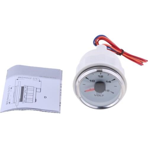 Boat Marine Yacht RV Φ52mm (2'') Voltmeter Gauge White Face + Chrome 316 Stainless Steel Ring
