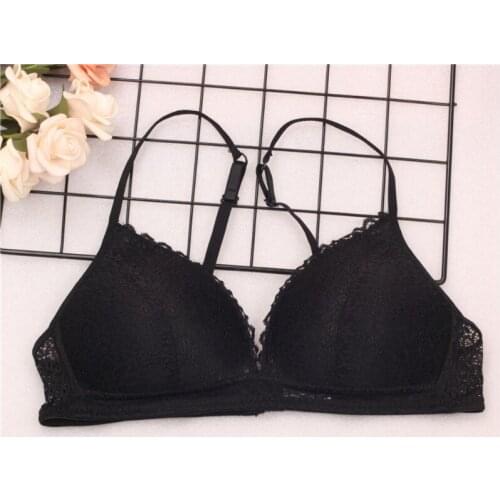 Women Bras Wire Free Bras For Women Thin Cotton Lace Adjustable Straps Push Up Padded Brassiere ladies Triangle Cup Bras
