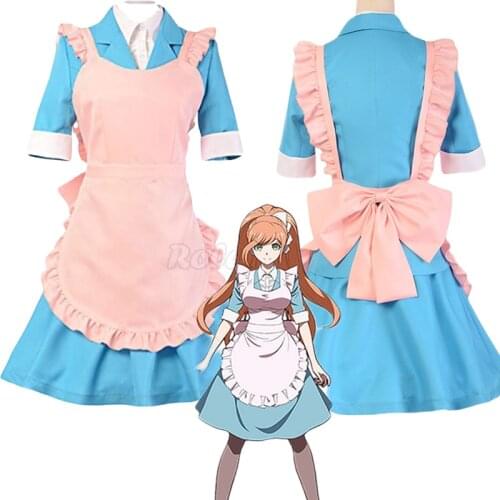 4pcs Anime Danganronpa V3 Yukizome Chisa Cosplay Costume Women Maid Uniform Sets Halloween Carnival Party Costumes C125M219