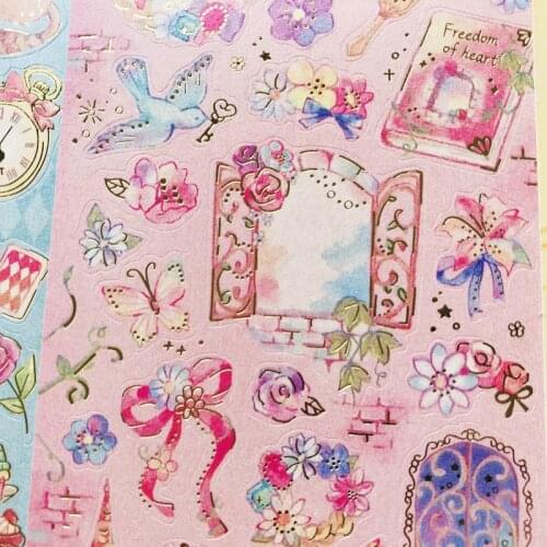 1 Sheet Kawaii Gold Foil Fairy Tales Series Stickers Hand Account Decor Notebook Decorative Stick Label Kids Gift