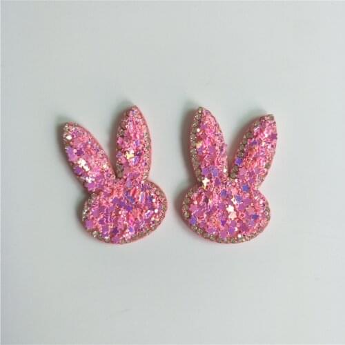 16pcs/lot 3*4.5cm Rabbit Head sequin Padded Appliques for DIY Accessories Craft Handmade Decoration