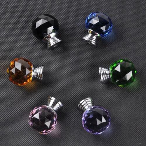 2Pcs 30mm Ball Shaped Crystal Glass Zinc Alloy Base Pull Handle Knob for Cabinet Anti-corrosion Lightweight High Strength